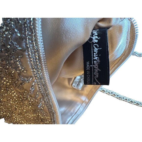 Inge Christopher Silver Beaded Evening Bag With Chain Strap Prom Dance Wedding - Picture 5 of 5